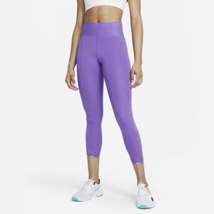 Nike One Luxe Icon Clash Mid-Rise Crop Training Tights Purple Size L